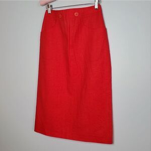 Belage S Red Pencil Skirt With Pockets Zipper Lightweight Korean